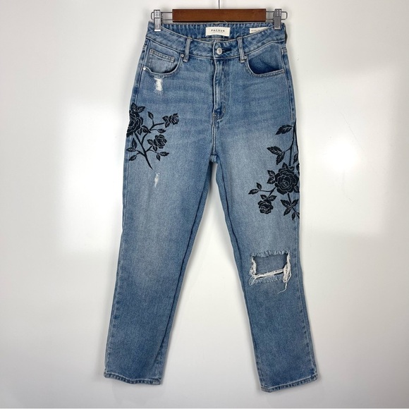 PacSun Floral Embroidered Mom Jeans Distressed Women's Size 26 - Picture 1 of 10